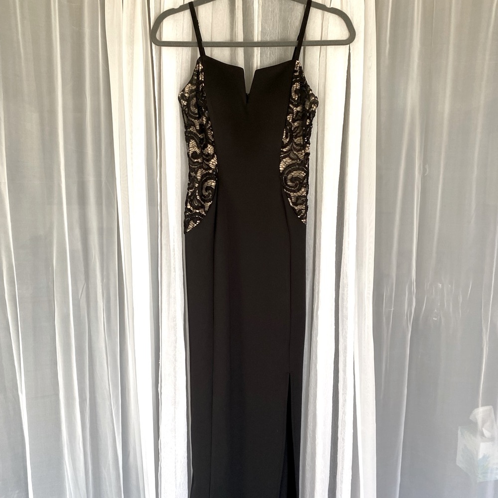 BCX Womens Juniors Lace-INn Scuba Evening Dress
